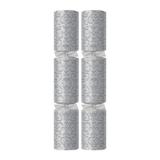 12" Silver Fleur De Lys Christmas Crackers - O Contents C242-SVF-O