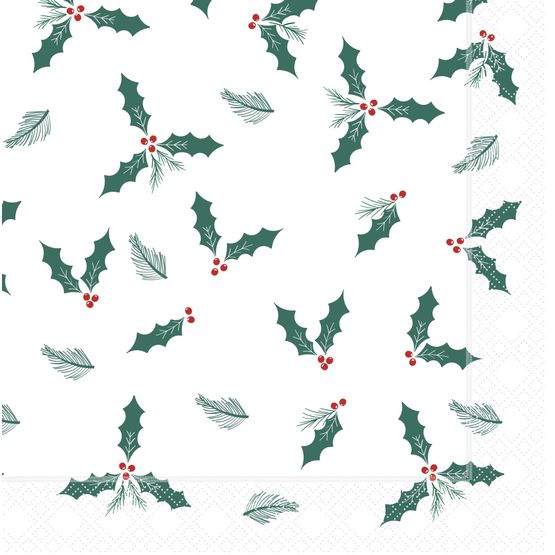 33cm 2Ply Jolly Holly Paper Napkins X32-JLL