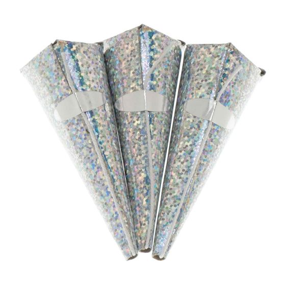 Silver Holographic Cone Party Poppers SILHOLCPOP
