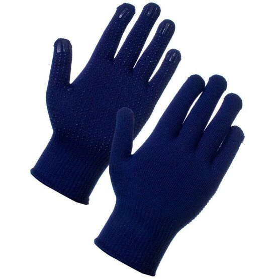 Thermal Gloves Blue With Dotted Grip Palm