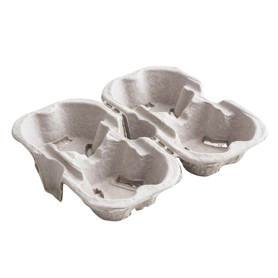 Vegware CR-04SP Moulded Pulp Fibre Splitable 4-Cup Carry Trays