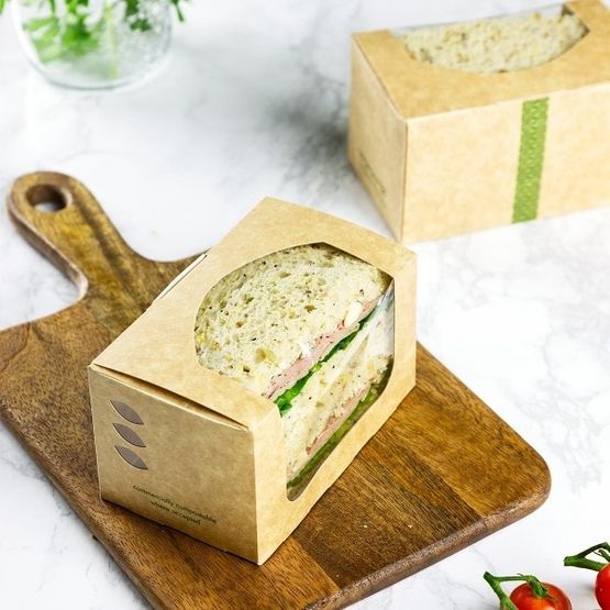 Vegware VWBLMT Bloomer Sandwich Kraft Carton