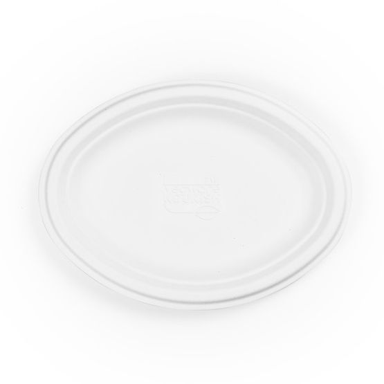 Vegware P020NW 10in Bagasse Oval Plate P020