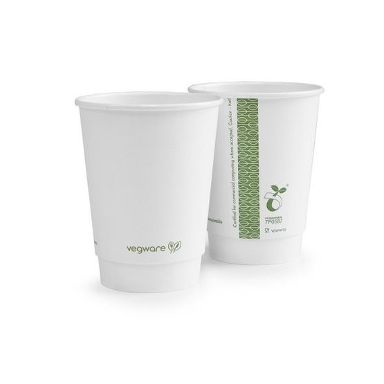 Vegware VDW-W12 12oz Double Wall White Cup