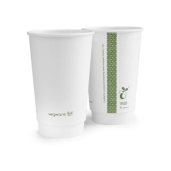 Vegware VDW-W16 16oz Double Wall White Cup