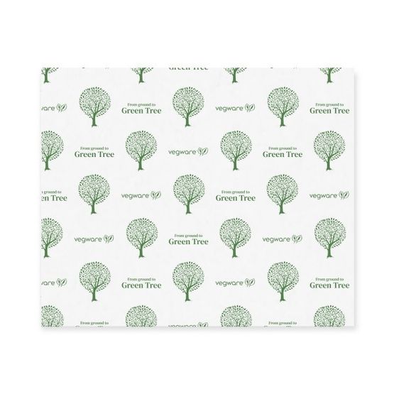 Vegware VGKSH4-GT 430 X 350mm Greaseproof Sheet - Green Tree