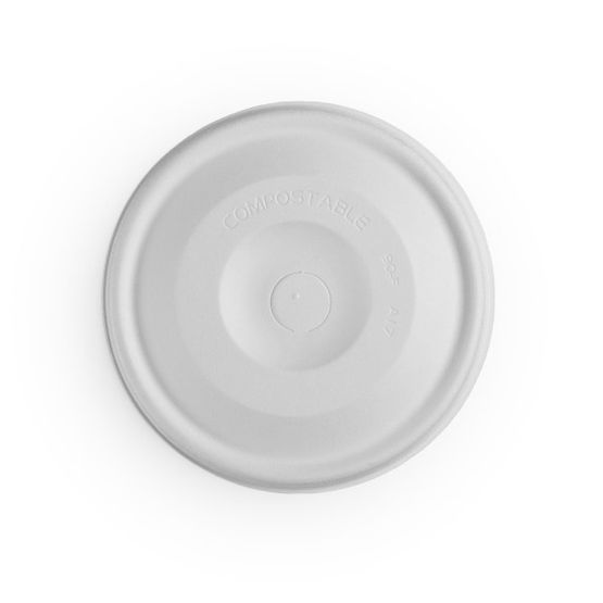 Vegware BLID89F-CH 89-Series Nourish Moulded Fibre Cold Cup Flat Lid - Straw Slot