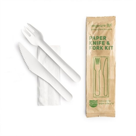 Vegware VP-KFWN Paper Knife &amp; Fork Kit