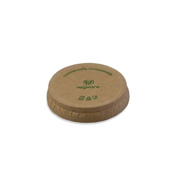 Vegware VWPLK1 Kraft Paper Portion Pot Lid (fits 1oz pot)