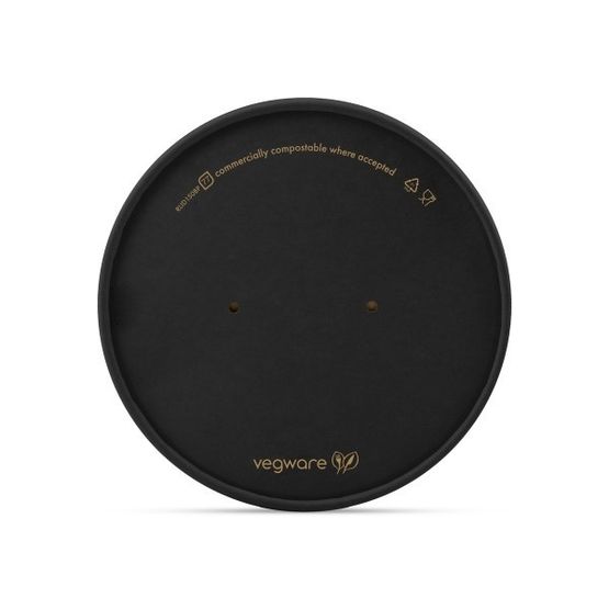 Vegware RLID150BP Round Black Paper Lid, 150-Series
