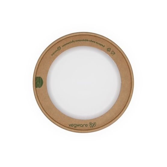Vegware RLID150W Round Kraft Window Lid, 150-Series