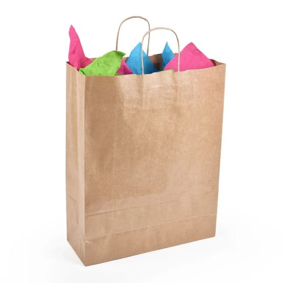 Brown Kraft Large Twist Handle Paper Carrier Bags 45cm x 49cm x 15cm