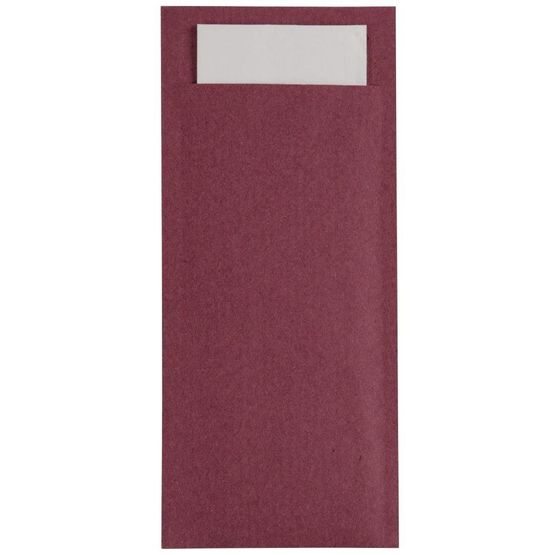 Europochette Burgundy Cutlery Pouch with White Napkin