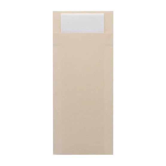 Europochette Classic Size Cream Cutlery Pouch with White 2ply Napkin