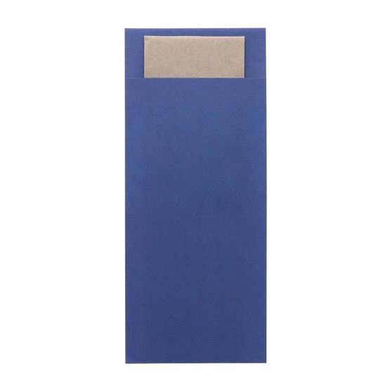 Europochette Classic Size Marine Blue Cutlery Pouch with Kraft 2ply Napkin