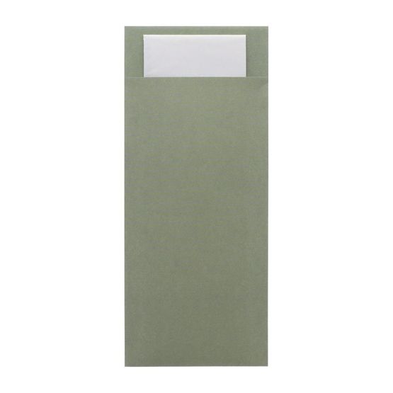 Europochette Classic Size Sage Green Cutlery Pouch with White 2ply Napkin