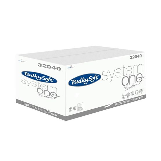 24cm 2 Ply System One Napkin White 2 Fold Bulkysoft