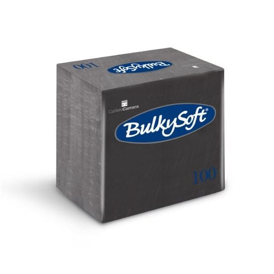 Bulkysoft Rainbow 40cm 2-Ply Black Dinner Napkins 1/8 Fold 32098