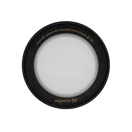 Vegware RLID150BW-VL Round Black Window Lid, 150-Series