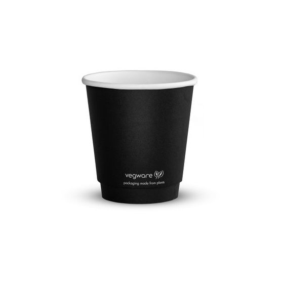 Vegware VDW-B10 10oz Double Wall Black Hot Cup, 89-Series