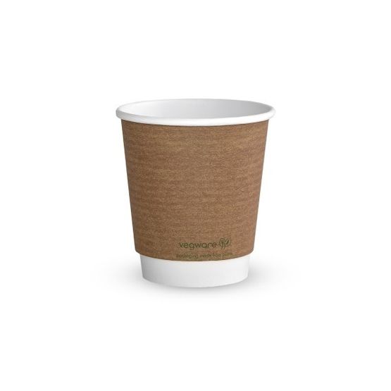 Vegware VDW-10 10oz Double Wall Brown Kraft Cup, 89-Series