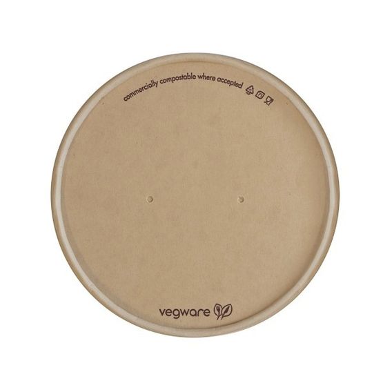 Vegware VLID115P-FS Feel Snug 115-Series Flat Paper Hot Lid