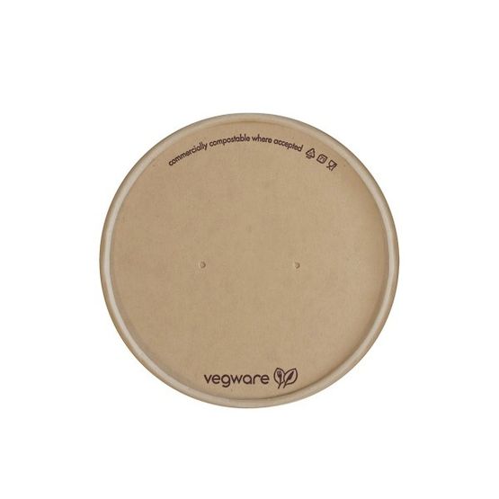 Vegware Feel Snug Bamboo Paper Soup Container Lid VLID90P-FS 90-Series Kraft