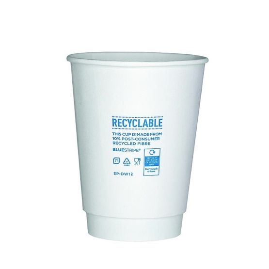 Eco-Products Bluestripe 12oz Double Wall Hot Cup, 90-Series
