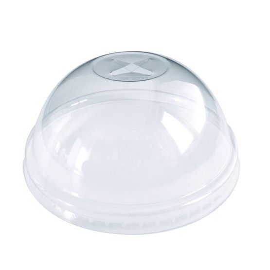 Eco-Products BlueStripe Clear rPET Dome Lid EP-DLCC-R-EP for 10oz–20oz Cups with Straw Slot