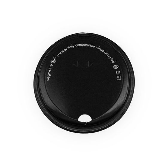 Vegware VLID89PB 89-Series Black Paper Sipping Lid