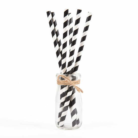Black and White Biodegradable 2ply Paper Straws 6mm