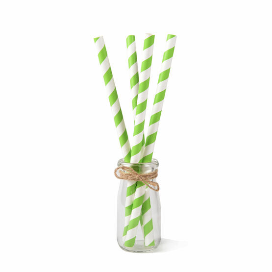 Green & White Paper Smoothie Straw 225mm x 8mm Bore