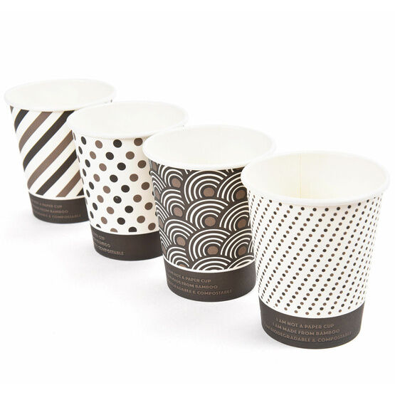8oz Mixed Design Bamboo Disposable Cups - Compostable & Biodegradable