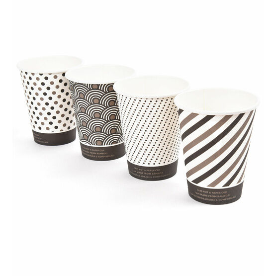 12oz Mixed Design Bamboo Disposable Cups - Compostable