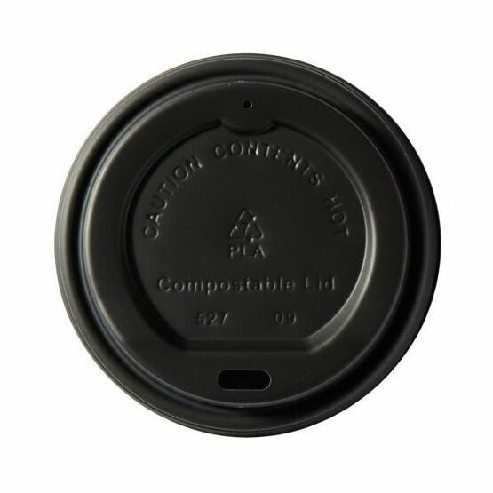 79mm CPLA Hot Cup Lid to fit 8oz Cup -  Black