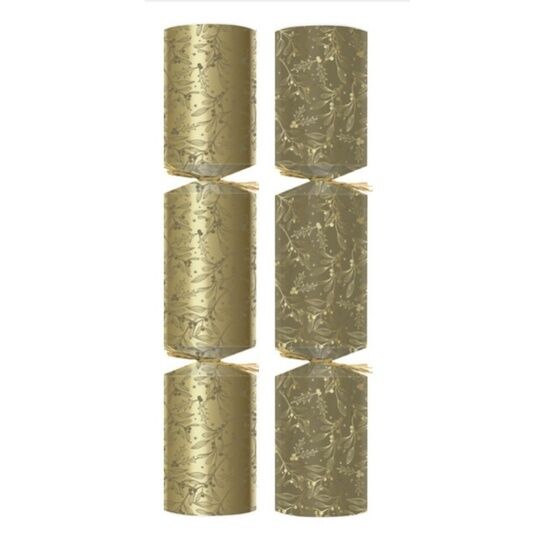 11” Gold Holly & Mistletoe Plastic free Christmas Crackers - C content