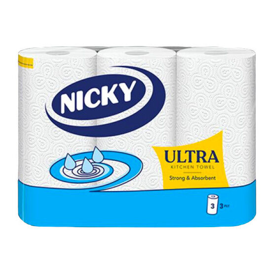 3ply Nicky Ultra (Formerly Elite) Kitchen Rolls - Pack of 15 Rolls