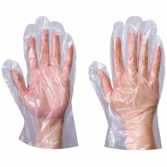 Supertouch Clear Polyethylene General Use Disposable Poly Gloves - Large
