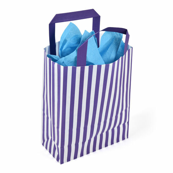 18cm x 23cm x 8cm Purple Striped Small Paper Carrier Bags