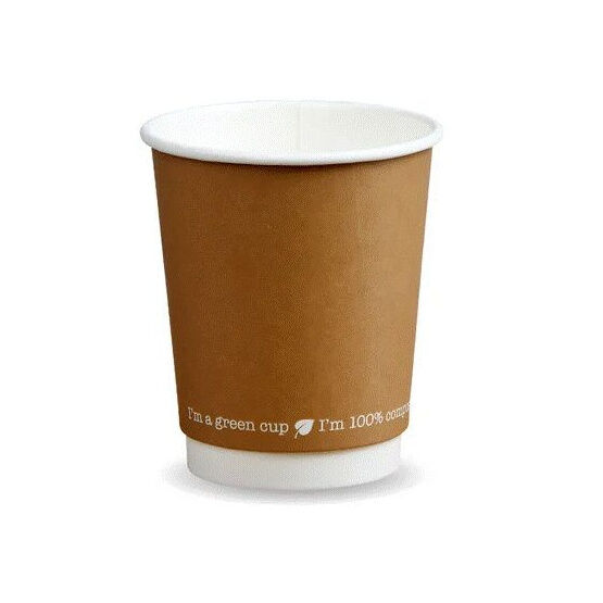 12oz Double Wall Brown Compostable Paper Cup Biopak
