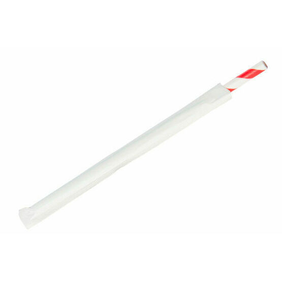 2 Ply Wrapped Paper Straw - Red & White
