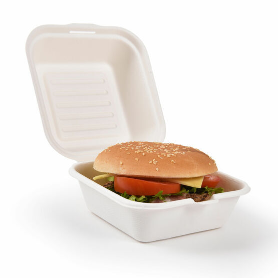 6" Takeaway Bagasse Burger Box