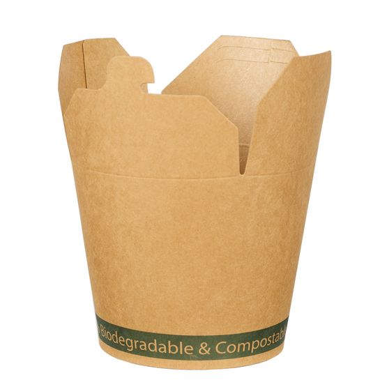 Disposerve 26oz Kraft PLA Compostable Round Noodle box