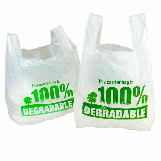 Large Image 100% Degradable Plastic Vest Carrier Bags White
