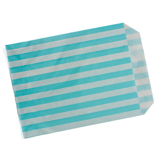 Stonghold Striped Aqua Blue Paper Bag 13 x 18 cm (5" X 7")