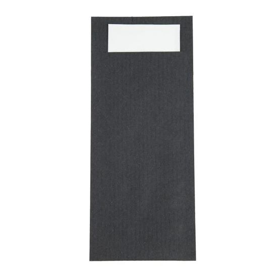 Europochette Black Cutlery Pouch with White Napkin