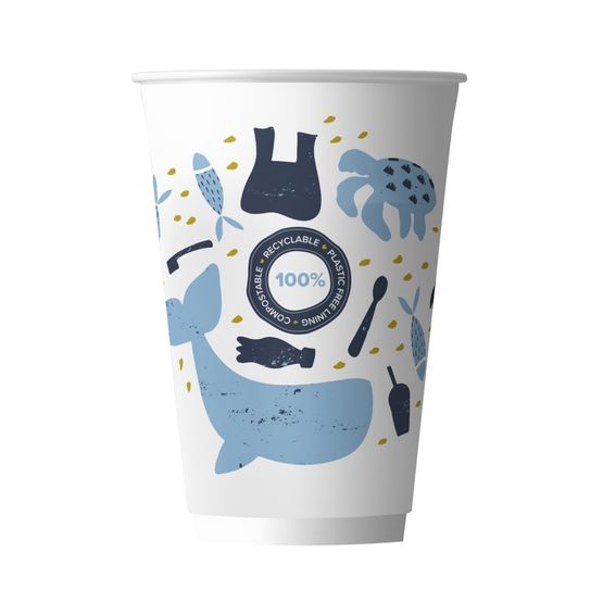 Dispo 64001 12oz Double Wall Compostable Aqueous Cups